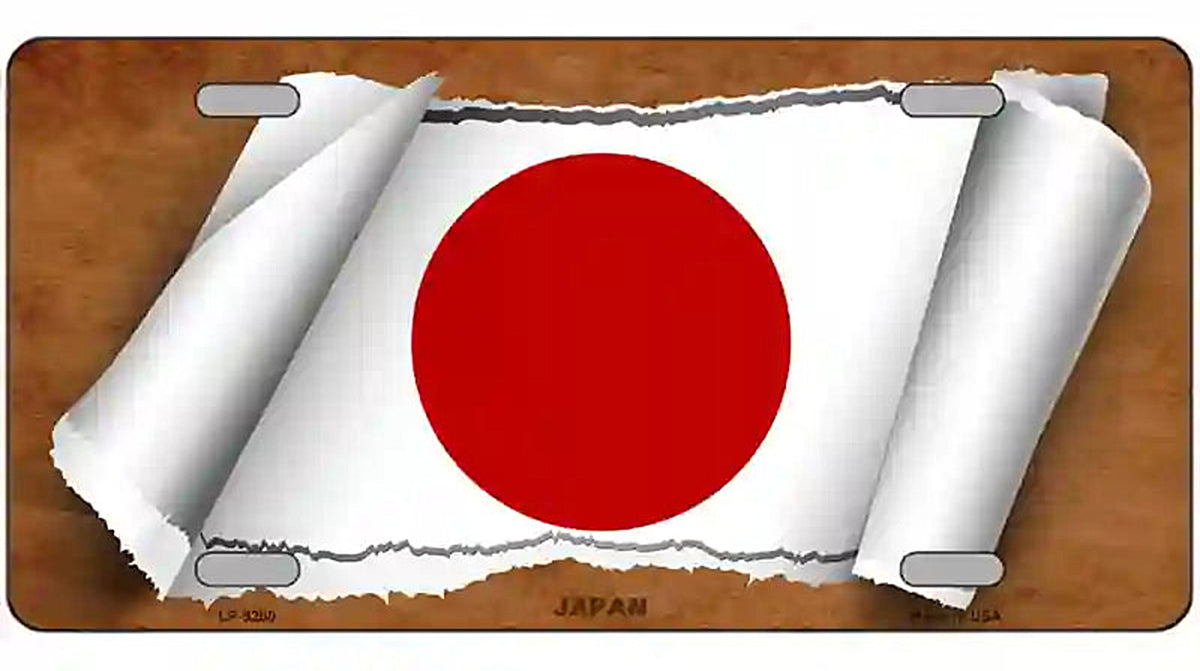 Japan Flag Scroll Metal Novelty License Plate