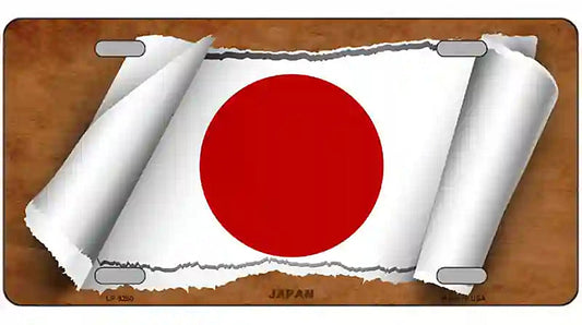 Japan Flag Scroll Metal Novelty License Plate
