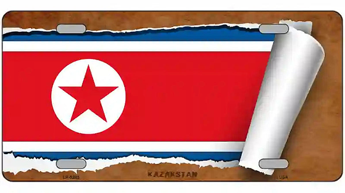 North Korea Flag Scroll Metal Novelty License Plate