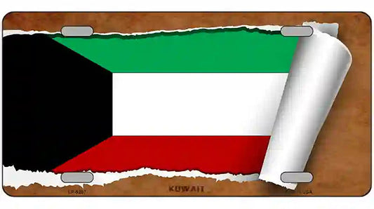 Kuwait Flag Scroll Metal Novelty License Plate