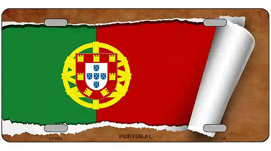Portugal Flag Scroll Metal Novelty License Plate