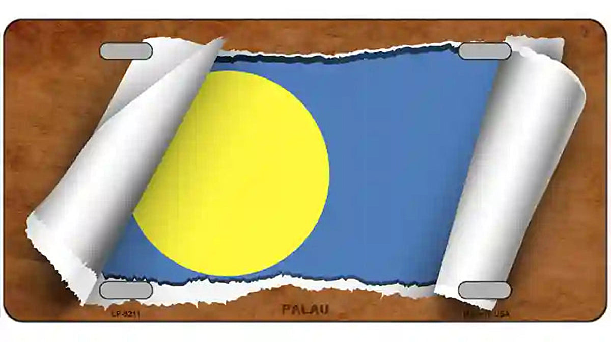 Palau Flag Scroll Metal Novelty License Plate
