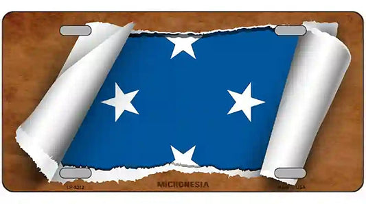 Micronesia Flag Scroll Metal Novelty License Plate