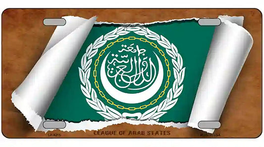 League of Arab States Flag Scroll Metal Novelty License Plate