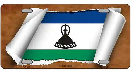 Lesotho Flag Scroll Metal Novelty License Plate