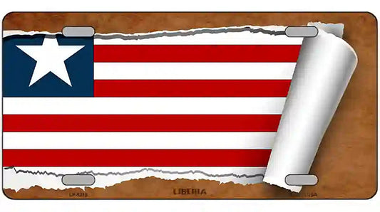 Liberia Flag Scroll Metal Novelty License Plate
