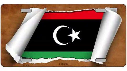 Libya Flag Scroll Metal Novelty License Plate