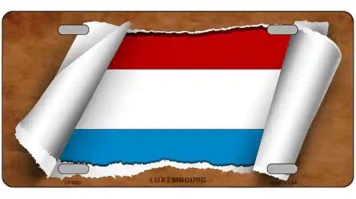 Luxemboury Flag Scroll Metal Novelty License Plate