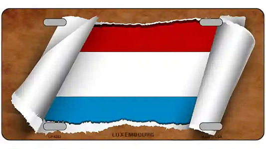 Luxemboury Flag Scroll Metal Novelty License Plate
