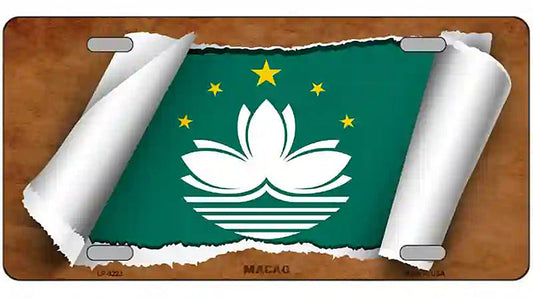 Macan Flag Scroll Metal Novelty License Plate