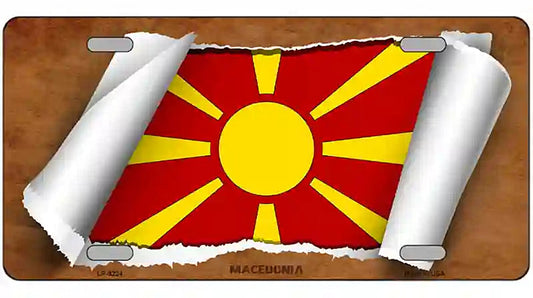 Macedonia Flag Scroll Metal Novelty License Plate