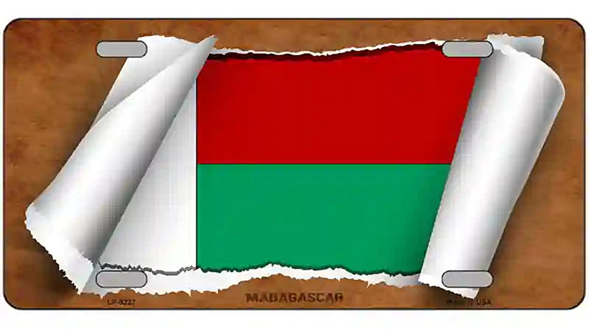 Madagascar Flag Scroll Metal Novelty License Plate