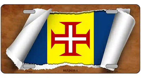 Madeiva Flag Scroll Metal Novelty License Plate