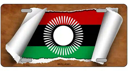 Malawi Flag Scroll Metal Novelty License Plate