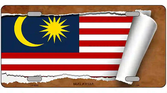 Malaysia Flag Scroll Metal Novelty License Plate