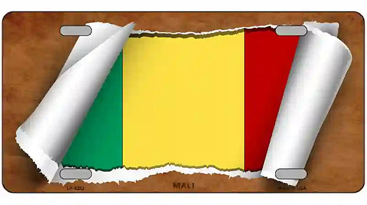Mali Flag Scroll Metal Novelty License Plate