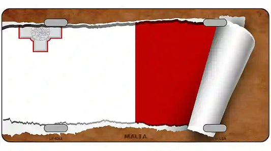 Malta Flag Scroll Metal Novelty License Plate