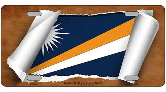 Marshall Islands Flag Scroll Metal Novelty License Plate
