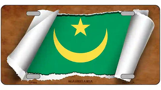 Mauritania Flag Scroll Metal Novelty License Plate