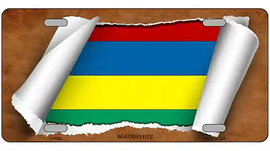 Mauritius Flag Scroll Metal Novelty License Plate