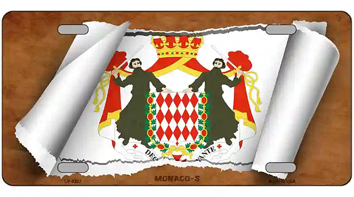 Monaco Country Flag Scroll Metal Novelty License Plate
