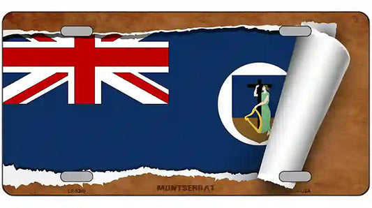 Montserrat Flag Scroll Metal Novelty License Plate
