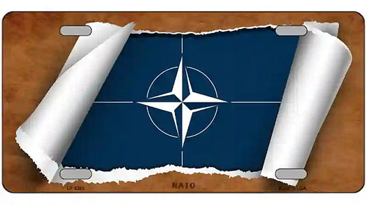 Nato Flag Scroll Metal Novelty License Plate