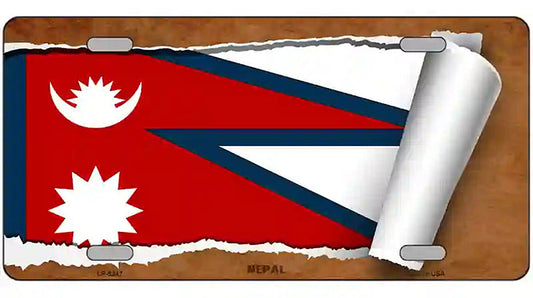 Nepal Flag Scroll Metal Novelty License Plate