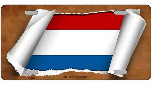 Netherlands Flag Scroll Metal Novelty License Plate