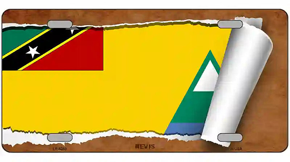 Nevis Flag Scroll Metal Novelty License Plate