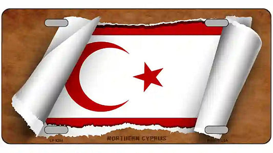 Northern Cyrpus Flag Scroll Metal Novelty License Plate