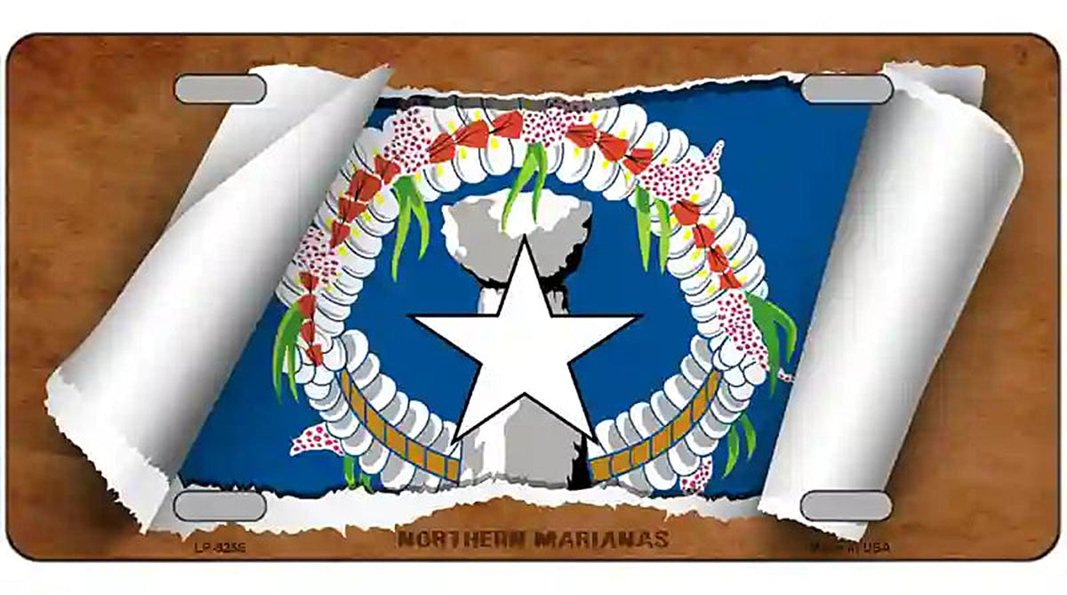 Northern Marianas Flag Scroll Metal Novelty License Plate