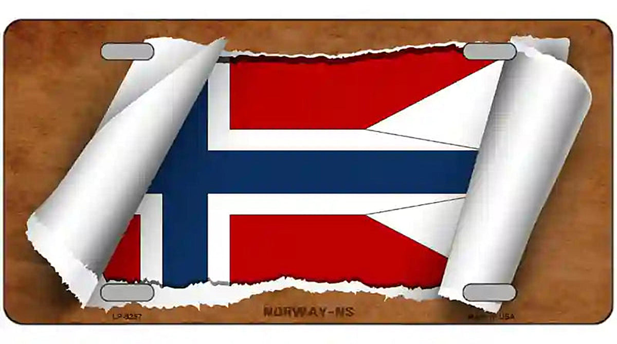 Norway Country Flag Scroll Metal Novelty License Plate