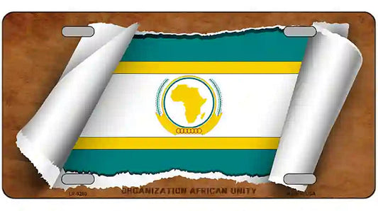Organization African Unity Flag Scroll Metal Novelty License Plate