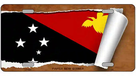 Papua New Guinea Flag Scroll Metal Novelty License Plate