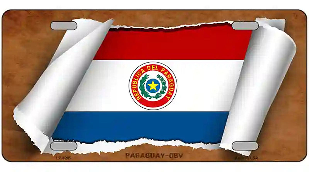 Paraguay-OBV Flag Scroll Metal Novelty License Plate