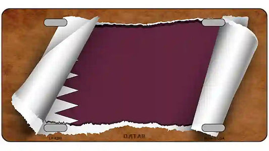 Qatar Flag Scroll Metal Novelty License Plate