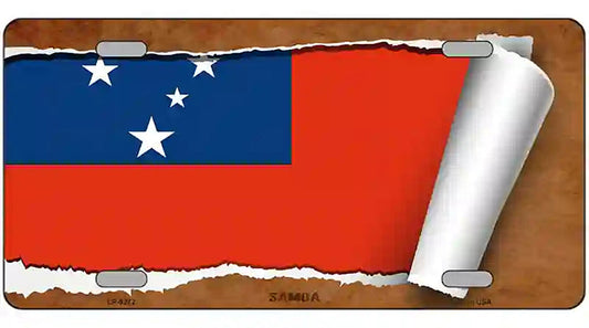 Samoa Flag Scroll Metal Novelty License Plate