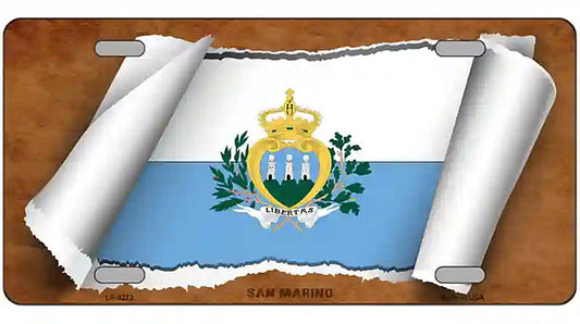 San Marino Flag Scroll Metal Novelty License Plate