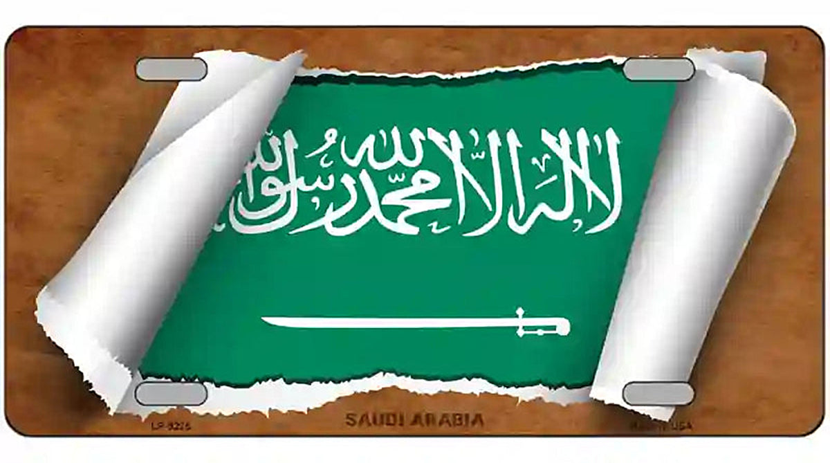 Saudi Arabia Flag Scroll Metal Novelty License Plate