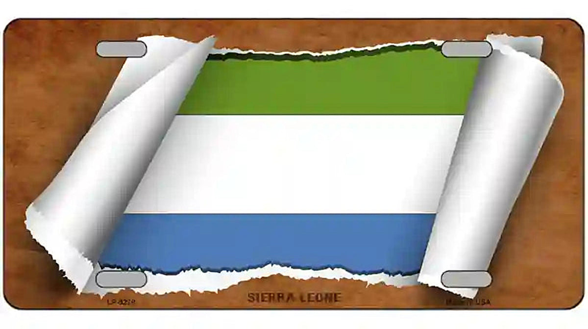 Sierra Leone Flag Scroll Metal Novelty License Plate