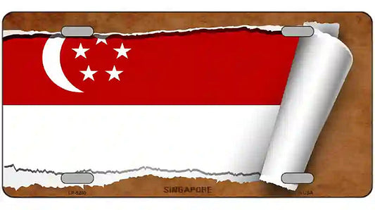 Singapore Flag Scroll Metal Novelty License Plate