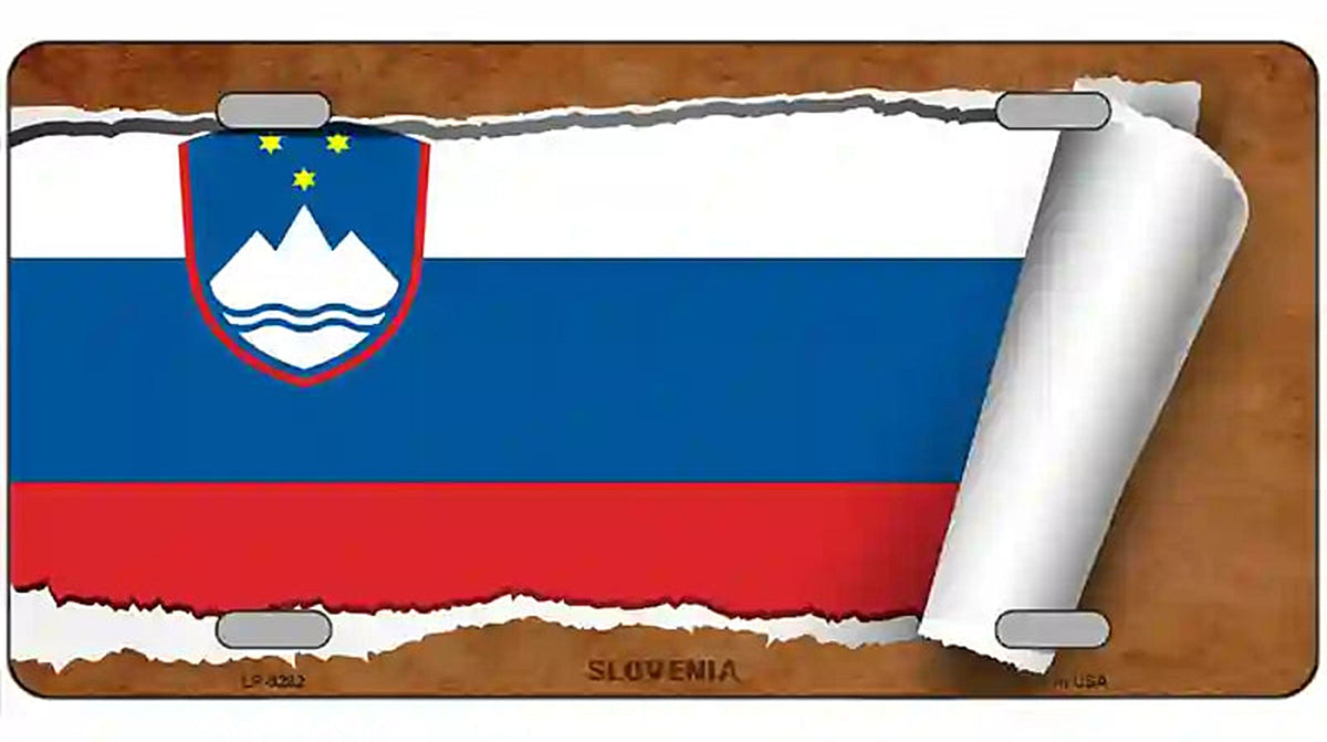 Slovenia Flag Scroll Metal Novelty License Plate
