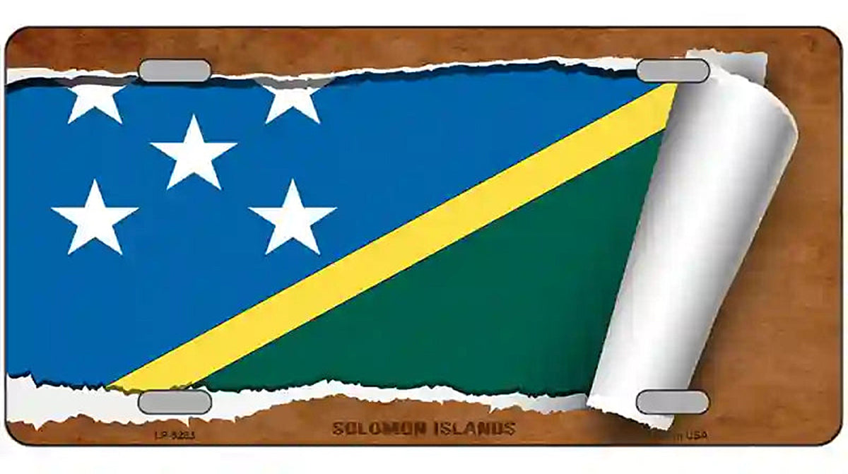 Solomon Islands Flag Scroll Metal Novelty License Plate