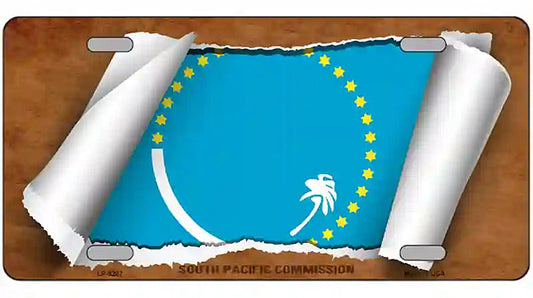 South Pacific Commission Flag Scroll Metal Novelty License Plate