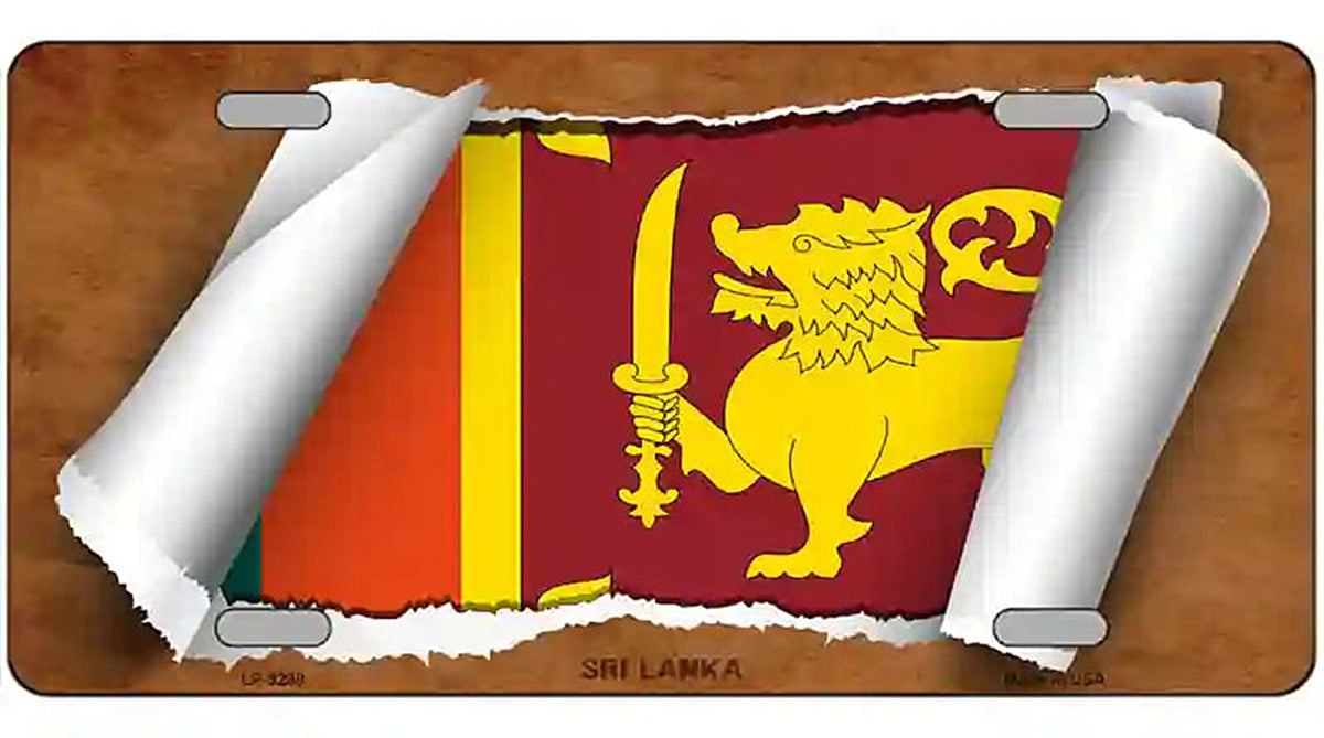 Sri Lanka Flag Scroll Metal Novelty License Plate