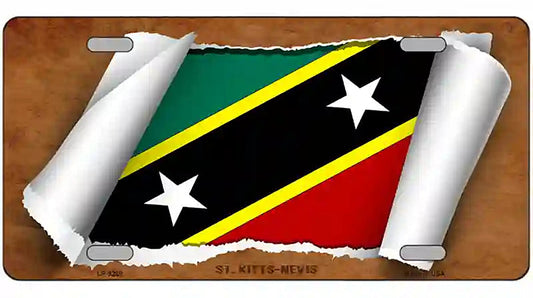 St Kitts-Nevis Flag Scroll Metal Novelty License Plate
