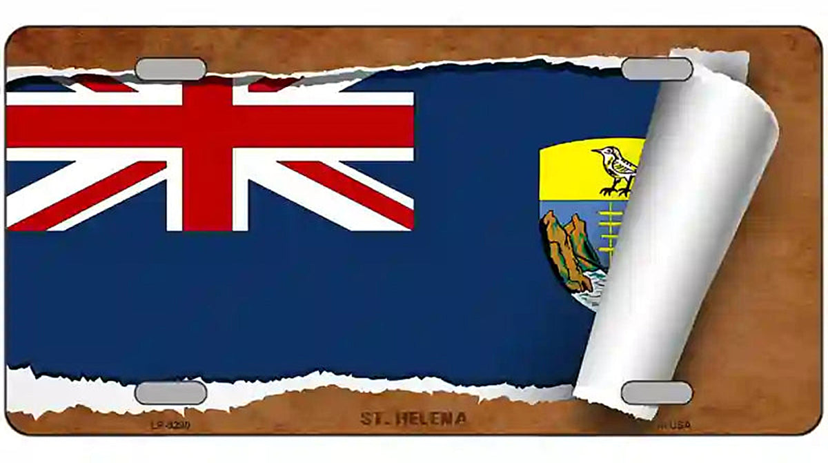 St Helena Flag Scroll Metal Novelty License Plate
