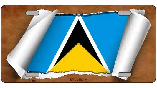 St Lucia Flag Scroll Metal Novelty License Plate