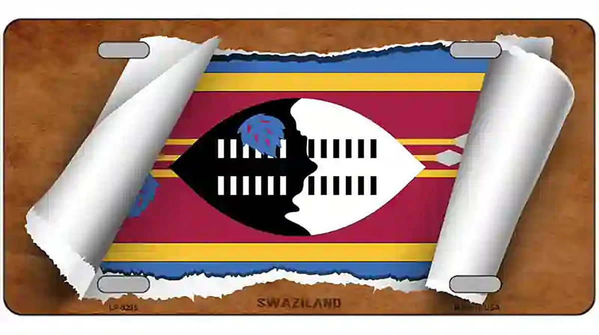 Swaziland Flag Scroll Metal Novelty License Plate